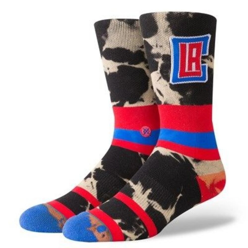 Stance Mens Los Angeles Clippers Acid Wash Jersey Crew Socks Red Size Medium
